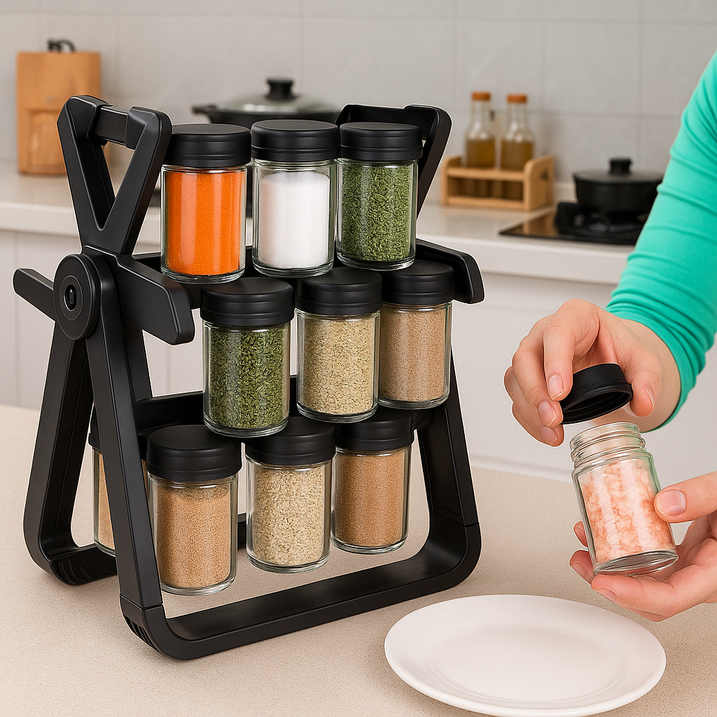 Base Giratoria de Especias con Frascos Elegantes